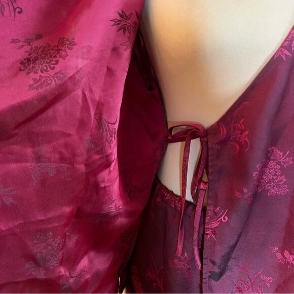 CERIE Maroon Satin Floral Pajama Set Size Medium - Picture 5 of 7